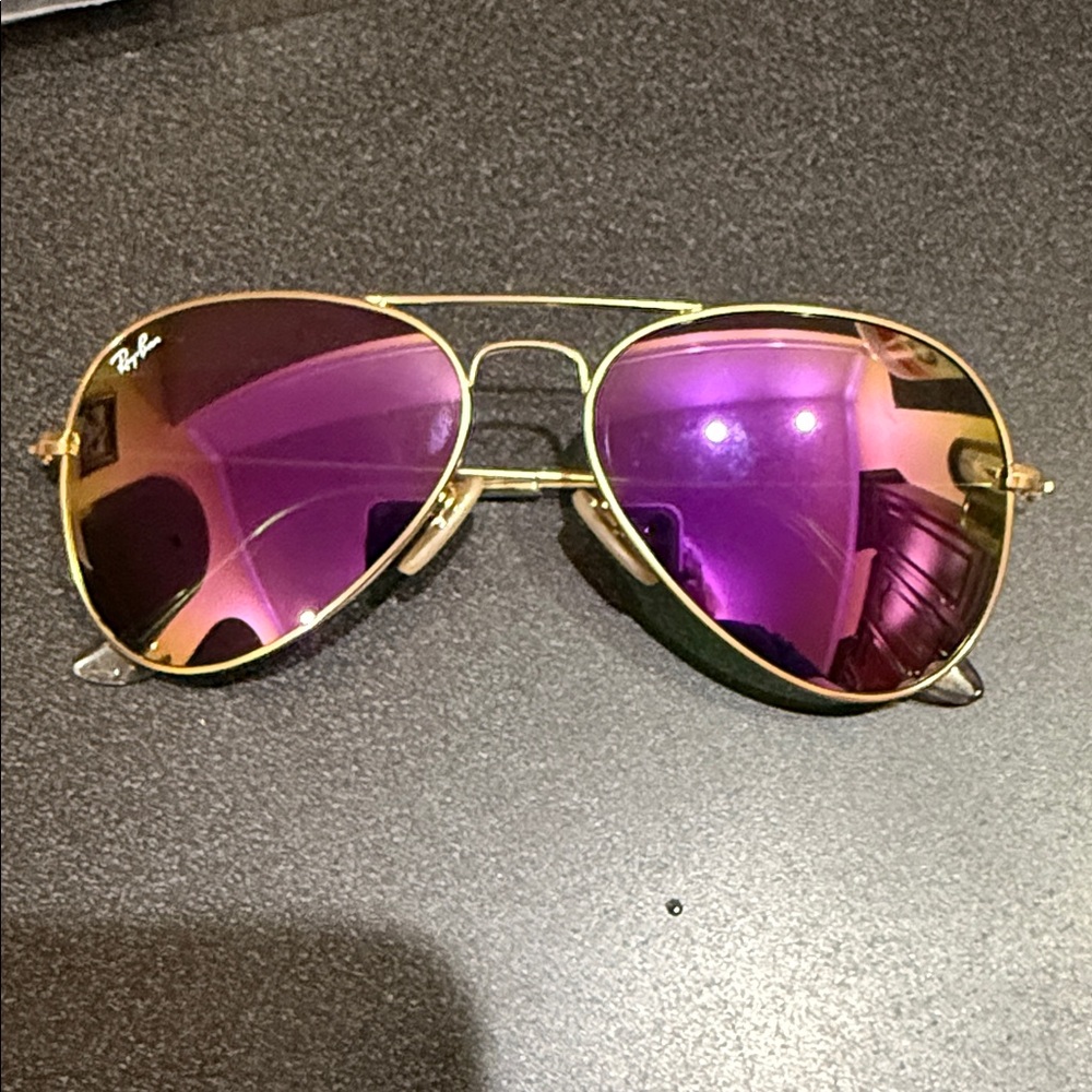 Ray-Ban Aviator 3025 112/68F Purple Lens and Gold Sunglasses 55mm BRAND NEW